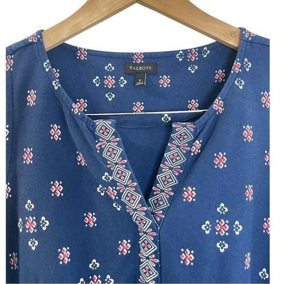 Talbots Border-Print Midi Dress Women’s Size S Sleeveless Stretch Knit Americana - Picture 5 of 9